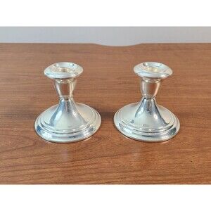 Vintage Set Of 2 Gorham YC3003 Silver Plate Weighted Candlestick Candle Holders